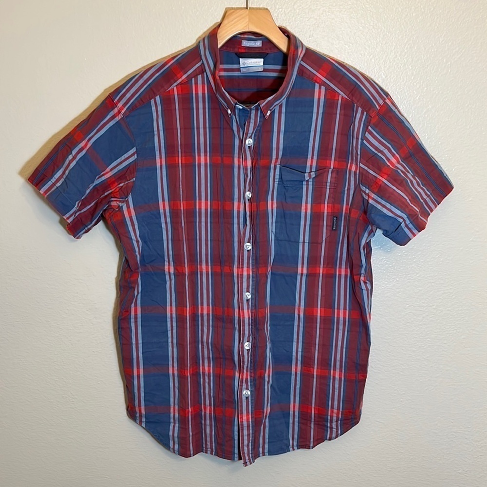 Columbia Plaid Short Sleeve Button Down Shirt